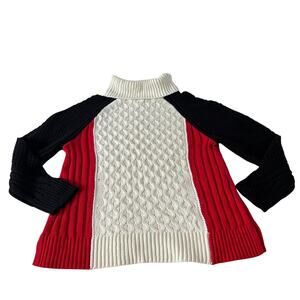 NWT Talbots Cable Knit Colorblock Turtleneck Sweater Sz XL
